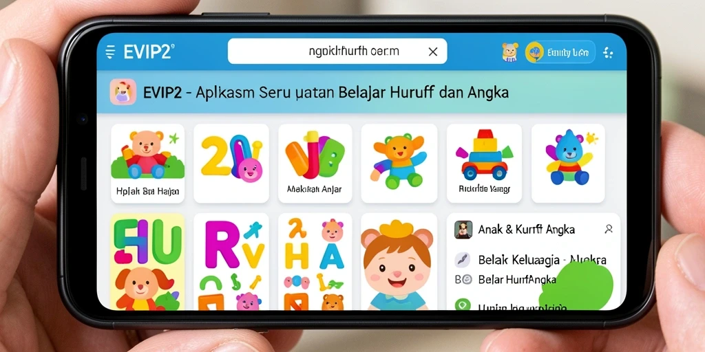 Antarmuka ceria dan interaktif dari aplikasi Belajar Huruf Angka.