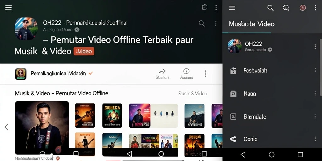 Antarmuka utama OH222 menunjukkan kemudahan akses ke video offline.
