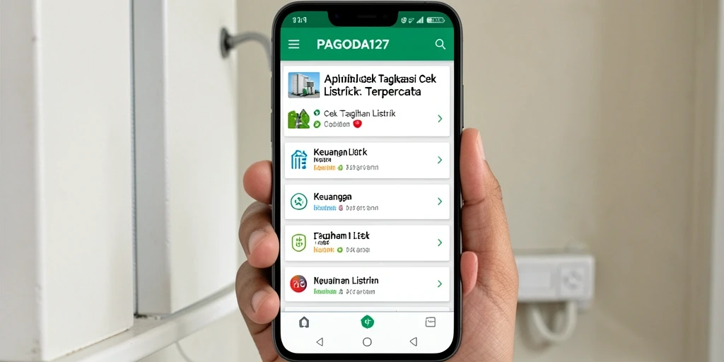 Tampilan antarmuka aplikasi PAGODA127 untuk cek tagihan listrik.