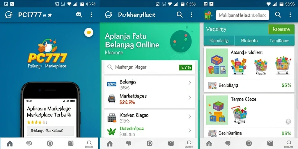 Tampilan antarmuka aplikasi PC777 yang mudah digunakan untuk belanja produk.