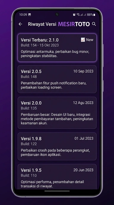 Tampilan riwayat versi mesirtoto